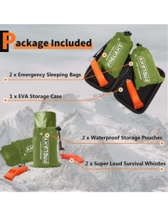 Bolsa de Dormir de Emergencia Frelaxy 2 Pack Verde Militar 2
