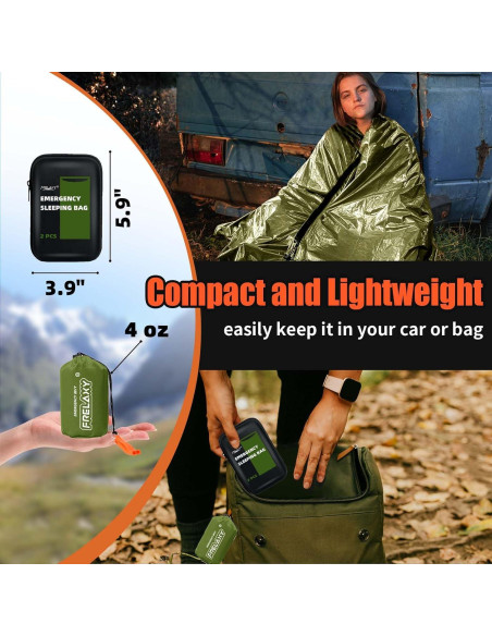 Bolsa de Dormir de Emergencia Frelaxy 2 Pack Verde Militar
