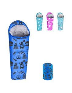 Saco de dormir ANJ Outdoors momia 1.70 m 4 estaciones azul