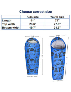 Saco de dormir ANJ Outdoors momia 1.70 m 4 estaciones azul 2