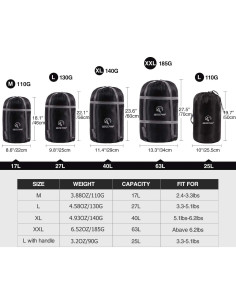 Bolsa de Dormir REDCAMP Saco de Compresión 63L Negro XXL 2