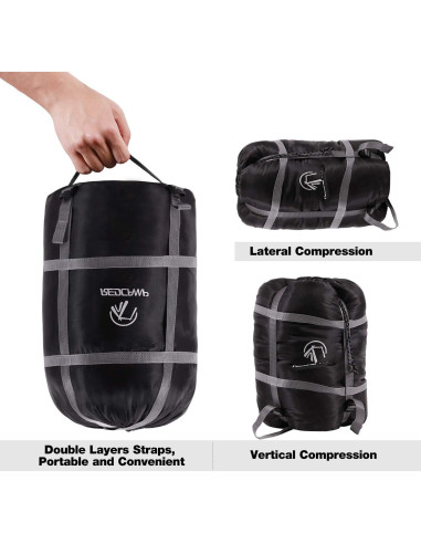 Bolsa de Dormir REDCAMP Saco de Compresión 63L Negro XXL