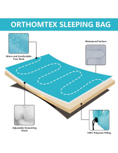 Saco de Dormir ORTHOMTEX Individual Impermeable 3-4 Estaciones 2