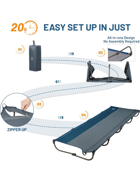 Cama de Camping Plegable Timber Ridge 190x66cm Azul Cama de Camping Plegable Timber Ridge 190x66cm Azul