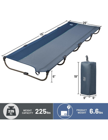 Cama de Camping Plegable Timber Ridge 190x66cm Azul