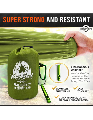 Saco de Dormir de Supervivencia Ironstripe XL Impermeable