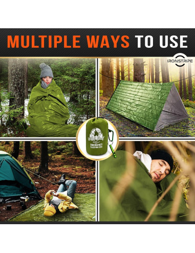 Saco de Dormir de Supervivencia Ironstripe XL Impermeable