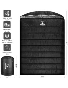 Saco de dormir doble Forinbuy 0C para 2 personas gris-negro 2