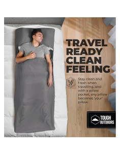 Forro de Saco de Dormir XL Tough Outdoors - Gris Sin Cremallera 2