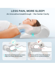 Almohada Cervical Hexus Espuma de Memoria Ajustable 59x37 cm 2