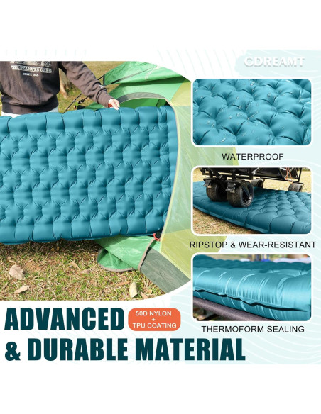 Colchón Inflable GDREAMT 4" con Almohada para Camping