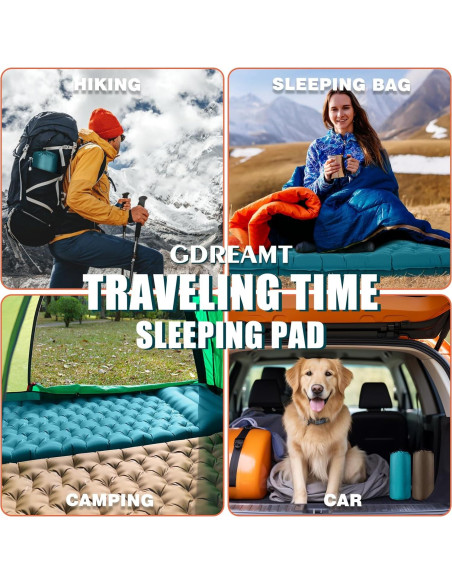 Colchón Inflable GDREAMT 4" con Almohada para Camping