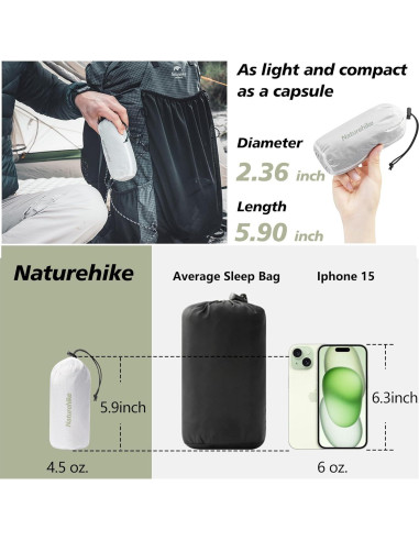 Funda de Saco de Dormir Naturehike Capsule Azul 208x80 cm