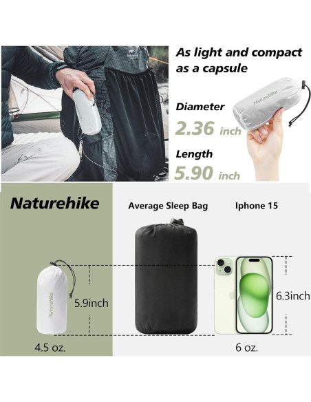 Funda de Saco de Dormir Naturehike Capsule Azul 208x80 cm