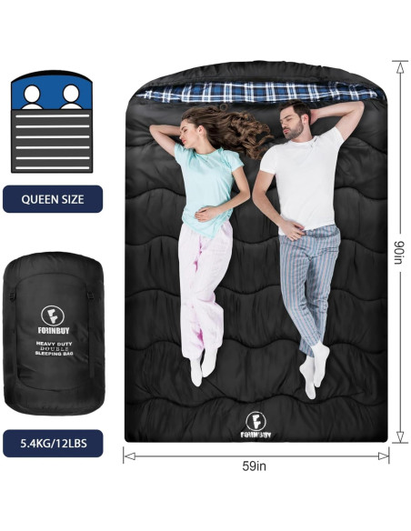 Saco de Dormir Doble Forinbuy FB2309 Azul 0C Queen