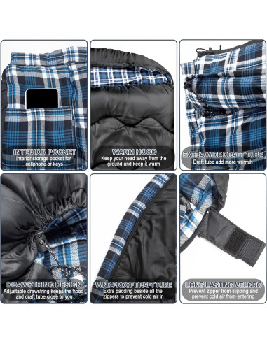 Saco de Dormir Doble Forinbuy FB2309 Azul 0C Queen