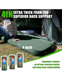 Colchoneta Autoinflable NYECHTO DK-DC 4" Espuma Viscoelástica 2