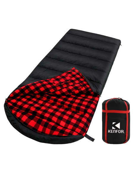 Saco de Dormir KENFOR XXL Franela Impermeable Invierno 0C