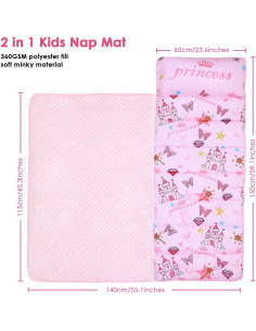 Saco de dormir infantil Decalsweet 2 en 1 con almohada rosa 2