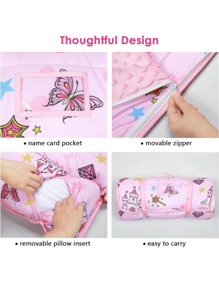 Saco de dormir infantil Decalsweet 2 en 1 con almohada rosa