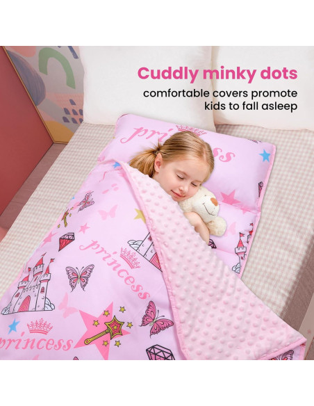Saco de dormir infantil Decalsweet 2 en 1 con almohada rosa