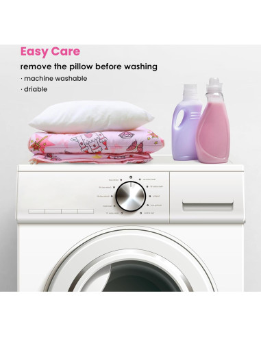 Saco de dormir infantil Decalsweet 2 en 1 con almohada rosa