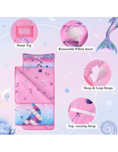 Colchoneta de Siesta Wowelife Sirena Rosa para Niños 127x100 cm 2