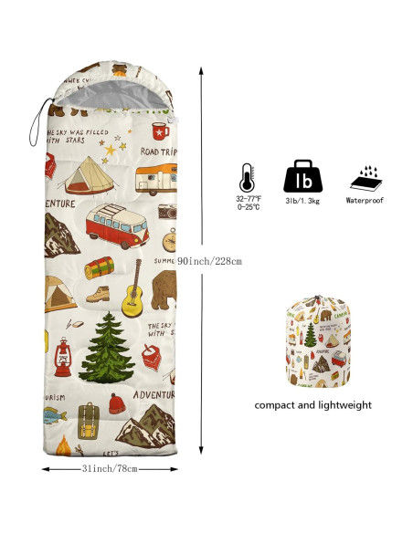 Saco de dormir para niños lneffble 228.6x78.7cm impermeable