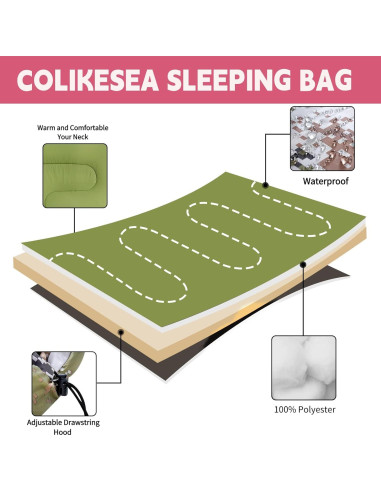 Saco de Dormir COLIKESEA Camuflaje Individual 3-4 Estaciones