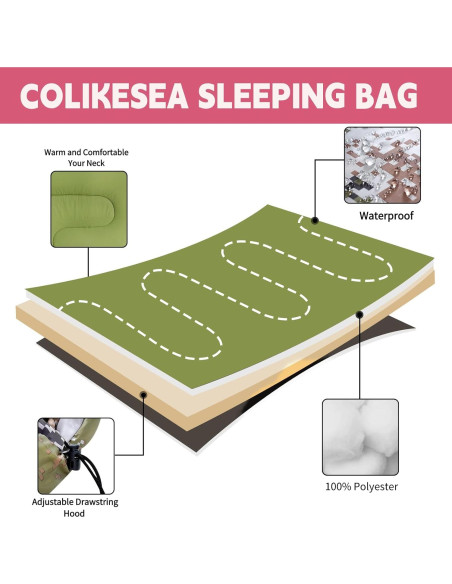 Saco de Dormir COLIKESEA Camuflaje Individual 3-4 Estaciones