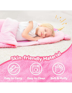 Saco de Dormir iPlay, iLearn Unicornio Rosa 2 en 1 para Niños 2