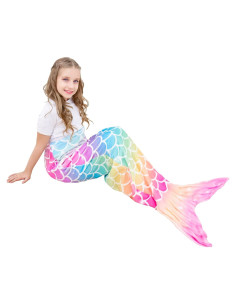 Manta de Sirena WERNNSAI Arcoíris 110x40cm Suave Franela