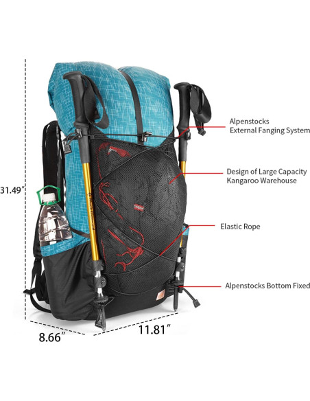 Mochila de Senderismo 3F UL GEAR 56L Caqui Ligera y Transpirable