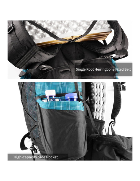 Mochila de Senderismo 3F UL GEAR 56L Caqui Ligera y Transpirable