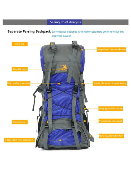 Mochila Impermeable Bseash 60L para Senderismo y Camping