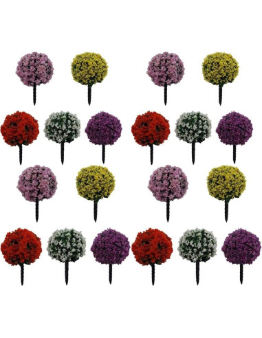 24 Árboles de Flores Miniatura Hemoton para Jardín y Decoración