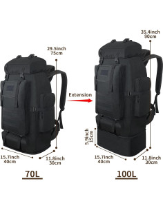 Mochila de Senderismo Vaupan 100L Impermeable Expandible 2