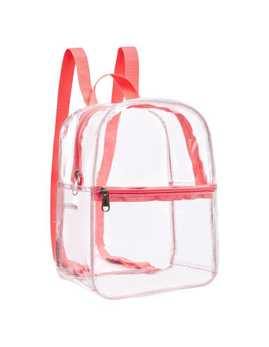 Mochila Transparente PVC Rosa Aprobada para Estadio 29.2x24.1cm