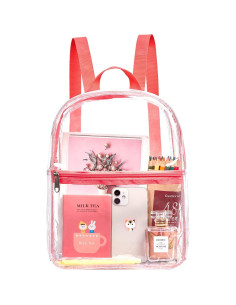 Mochila Transparente PVC Rosa Aprobada para Estadio 29.2x24.1cm 2