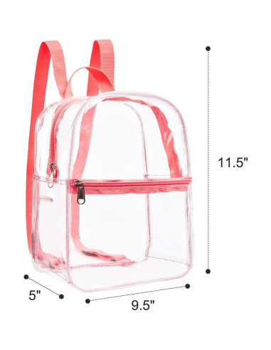 Mochila Transparente PVC Rosa Aprobada para Estadio 29.2x24.1cm