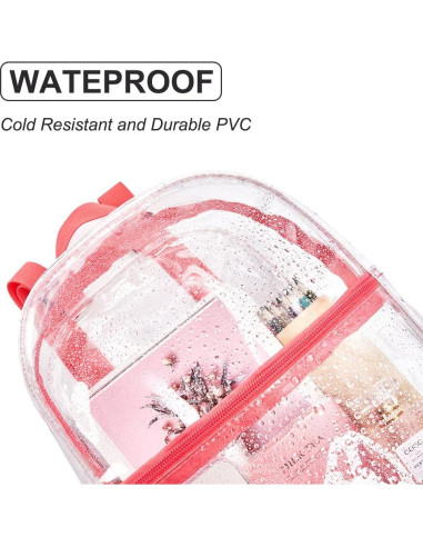 Mochila Transparente PVC Rosa Aprobada para Estadio 29.2x24.1cm