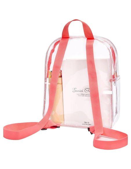 Mochila Transparente PVC Rosa Aprobada para Estadio 29.2x24.1cm
