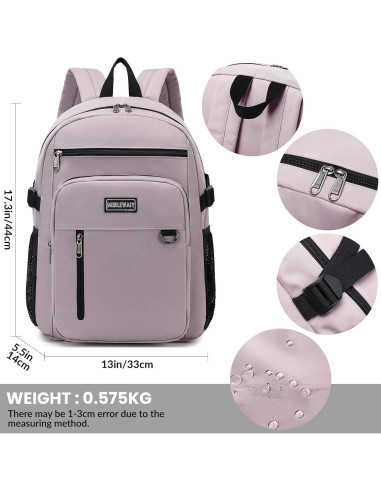 Mochila Escolar MIRLEWAIY LM13 Rosa Púrpura 44x33x14cm