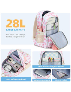 Set de Mochilas para Niñas Hidds 3 PCS Rosa con Almuerzo 2