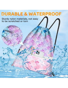 Mochila de Cuerda Slohif Impermeable Sirena 12L para Niños 2