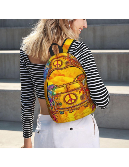 Mochila de Lona GVGOAGL Retro Hippie 45x31 cm 22L
