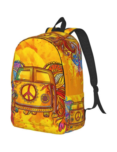 Mochila de Lona GVGOAGL Retro Hippie 45x31 cm 22L