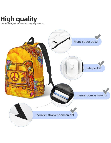Mochila de Lona GVGOAGL Retro Hippie 45x31 cm 22L