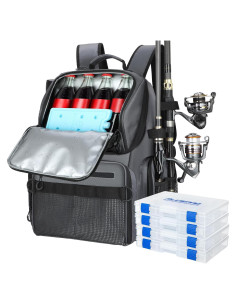 Mochila de Pesca PLUSINNO 45L con Enfriador y Soportes