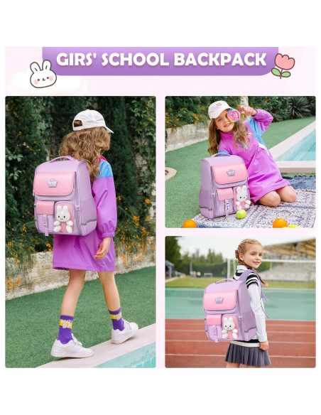 Mochila Escolar Kawaii VNINE Rosa para Niñas 17.8L